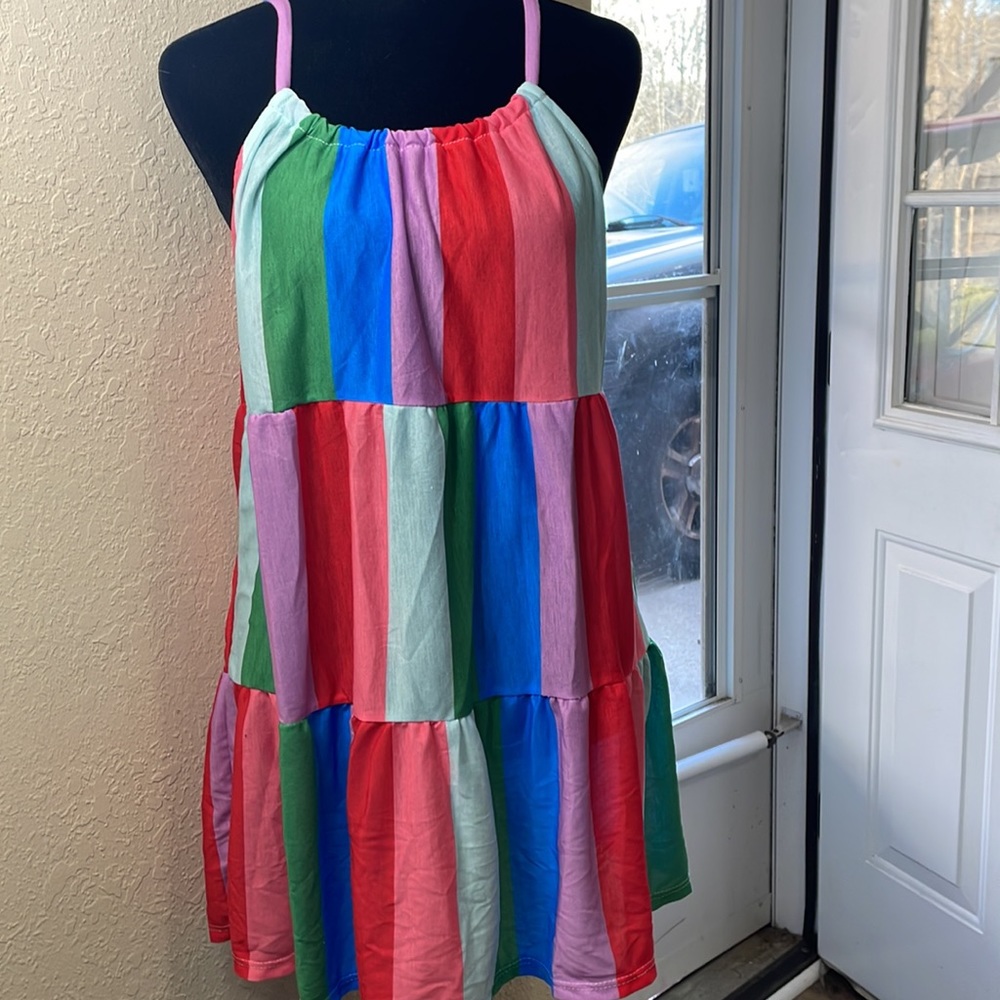 NWT BiBi Colorful Days multicolored striped top. Spaghetti straps Women’s XLarge
